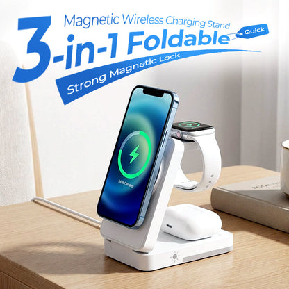 3-in-1 Foldable Magnetic Wireless Charging Stand