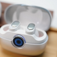 Wireless earbuds with real-time AI translation, noise cancellation, Hi-Fi audio, triple-microphone calls, touch controls, IPX5 water resistance, and a charging case with LEDs