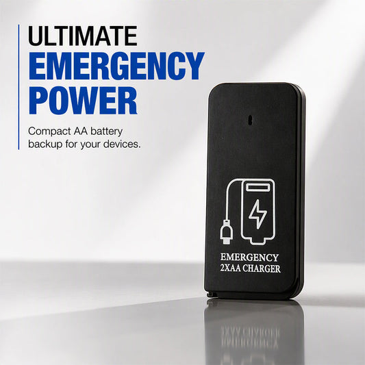 Portable 2AA Emergency Phone Charger with Built-in Cable