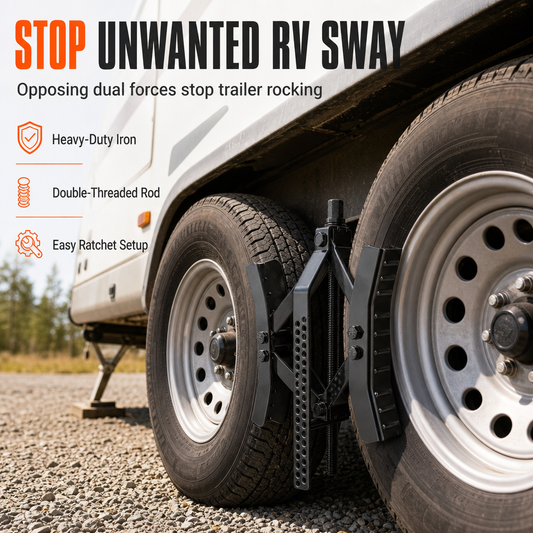 🚐 RV Wheel Stabilizer | Metal Tandem Chock