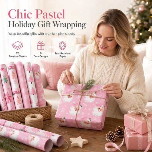 12-Sheet Christmas Snowman Gift Wrapping Paper Set