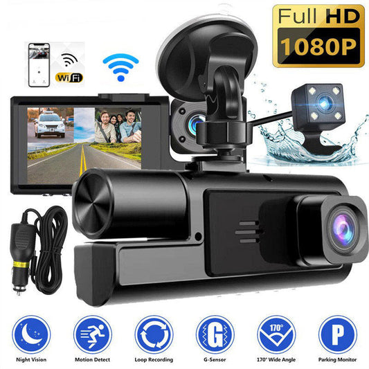 🚗 1080P Dash Cam – 2/3 Lens Full Coverage