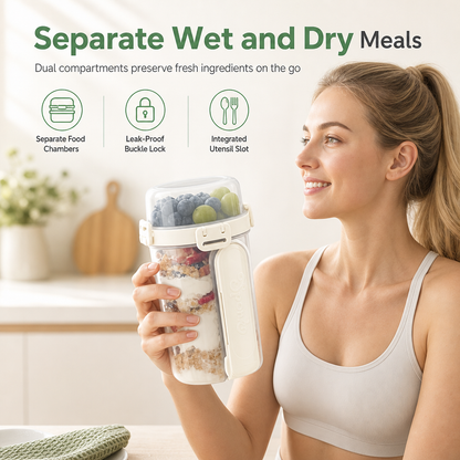🥗 Double-Layer Salad Cup – Keep Wet & Dry Separate