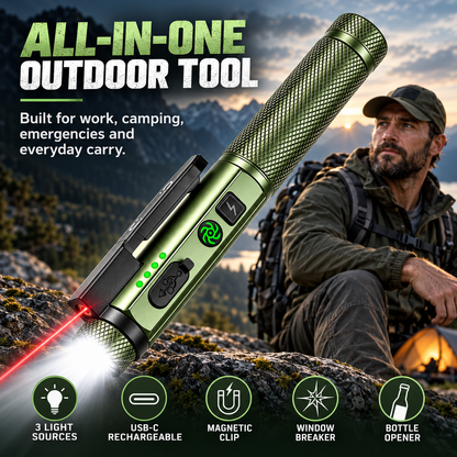 🔦 LED Penlight with Red Laser & Magnetic Base