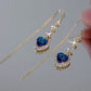 💙 Blue Heart Gemstone Threader Earrings – Ideal Gift
