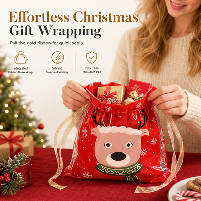 🎄 10-Pack Christmas Drawstring Candy Gift Bags
