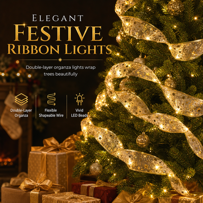 Christmas Tree Ribbon String Lights