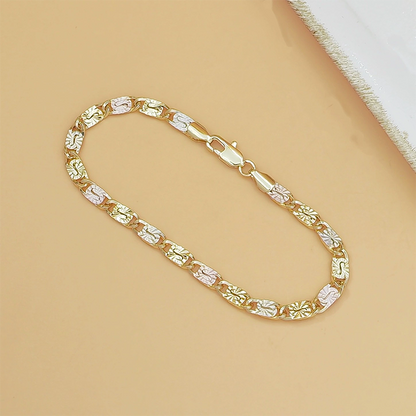 ✨ Unisex Tri-Color Link Bracelet