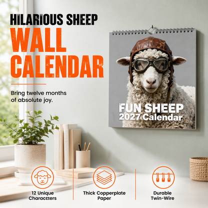 🐑 Funny Sheep 12-Month Calendar 2027