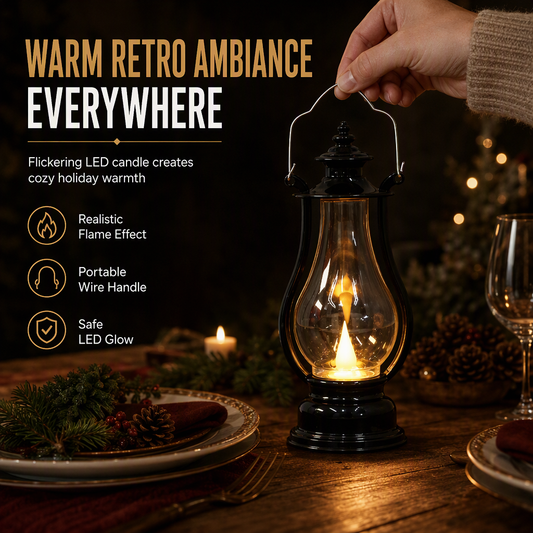 Vintage LED Kerosene-Style Decorative Hanging Lantern