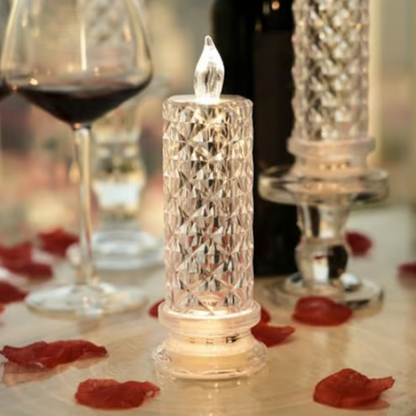 Battery-Operated LED Flameless Candle with Crystal-Look Design