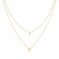 Double-Layer A–Z Initial Necklace with Rhinestone Accent
