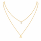 Double-Layer A–Z Initial Necklace with Rhinestone Accent