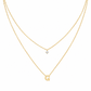 Double-Layer A–Z Initial Necklace with Rhinestone Accent