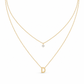 Double-Layer A–Z Initial Necklace with Rhinestone Accent