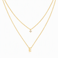 Double-Layer A–Z Initial Necklace with Rhinestone Accent