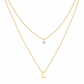 Double-Layer A–Z Initial Necklace with Rhinestone Accent
