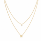 Double-Layer A–Z Initial Necklace with Rhinestone Accent