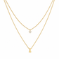 Double-Layer A–Z Initial Necklace with Rhinestone Accent