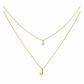 Double-Layer A–Z Initial Necklace with Rhinestone Accent