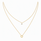 Double-Layer A–Z Initial Necklace with Rhinestone Accent