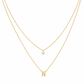 Double-Layer A–Z Initial Necklace with Rhinestone Accent