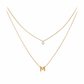 Double-Layer A–Z Initial Necklace with Rhinestone Accent