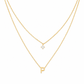 Double-Layer A–Z Initial Necklace with Rhinestone Accent