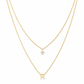 Double-Layer A–Z Initial Necklace with Rhinestone Accent
