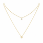 Double-Layer A–Z Initial Necklace with Rhinestone Accent