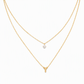 Double-Layer A–Z Initial Necklace with Rhinestone Accent