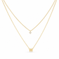 Double-Layer A–Z Initial Necklace with Rhinestone Accent