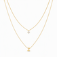Double-Layer A–Z Initial Necklace with Rhinestone Accent