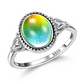 Vintage Oval Color-Changing Mood Ring with Heart Details