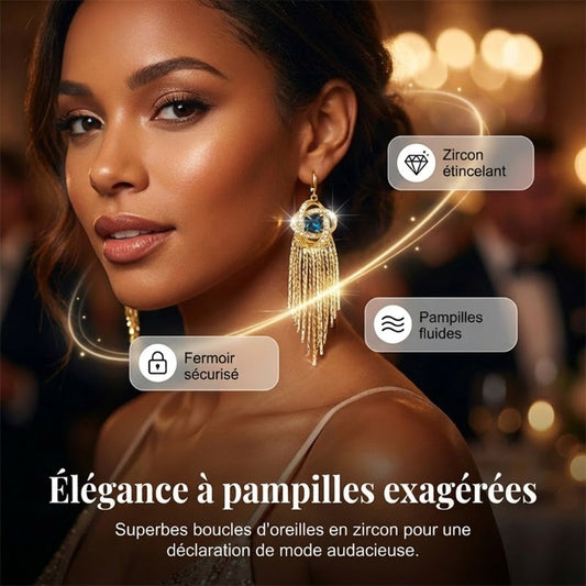 Elegant bow-shaped earrings with zircon and long dangles