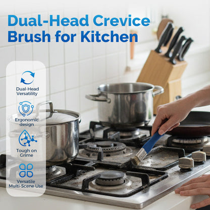 Dual-Head Crevice Cleaning Brush – Metal Handle & Stiff Bristles