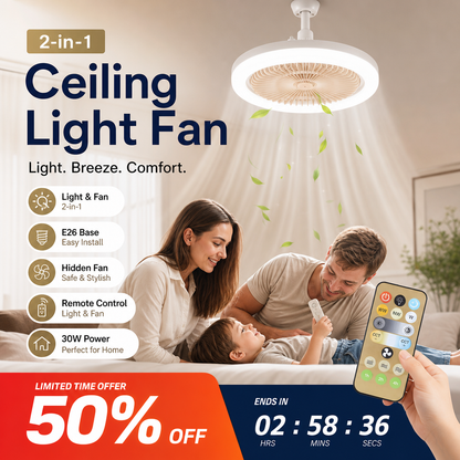 🌀 50% OFF NOW! 💡 LED Ceiling Fan with Remote Control & Three-Colour Dimming – 3 Speeds, Quiet Motor – Perfect for bedrooms, living rooms or offices – energy-saving and silent 🔇