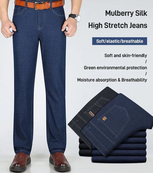 Mulberry Silk High Elastic Jeans