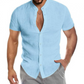 Short sleeve men's shirt with simple collar in linen