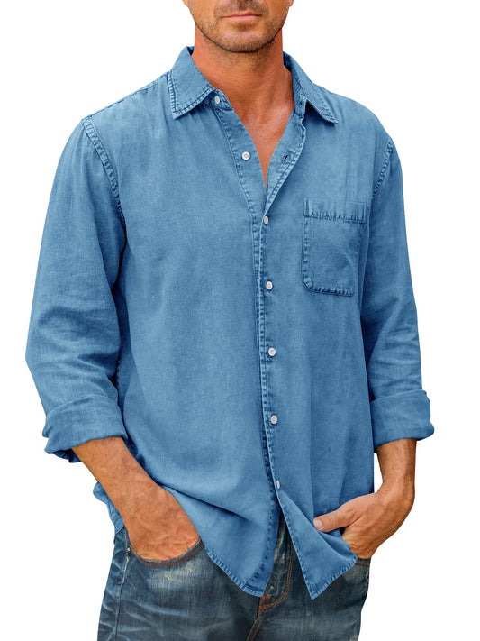 Men's High Quality Denim Shirts Long Sleeve